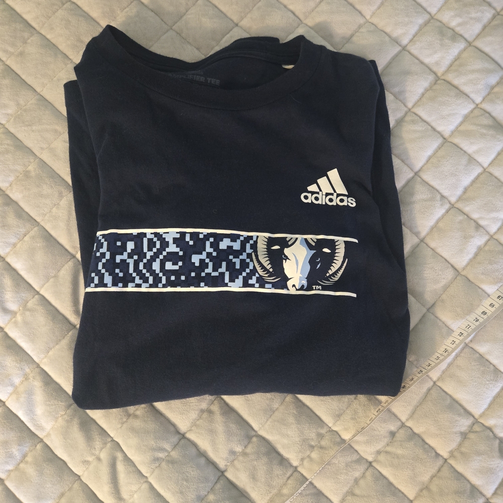Adidas Navy Blue Graphic T-Shirt with Ram Logo